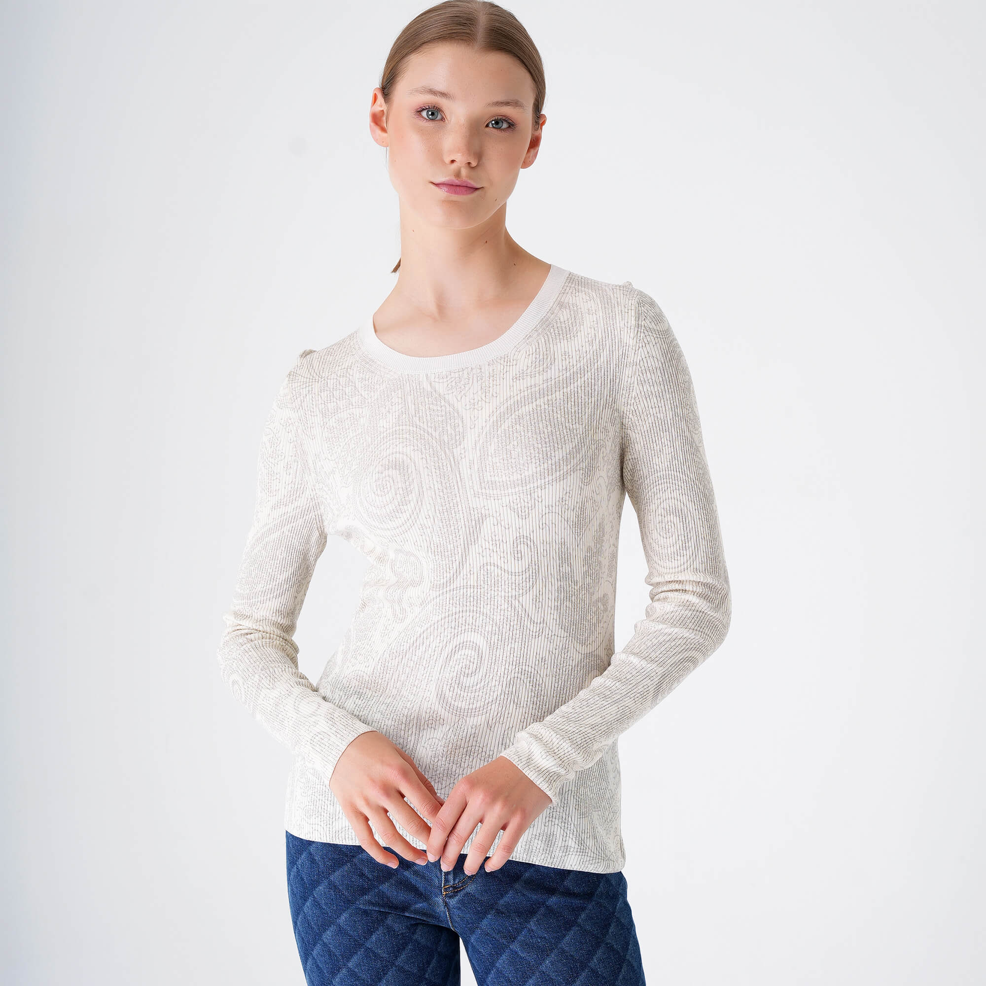 Etro - White & Grey Paisley Thin Sweater